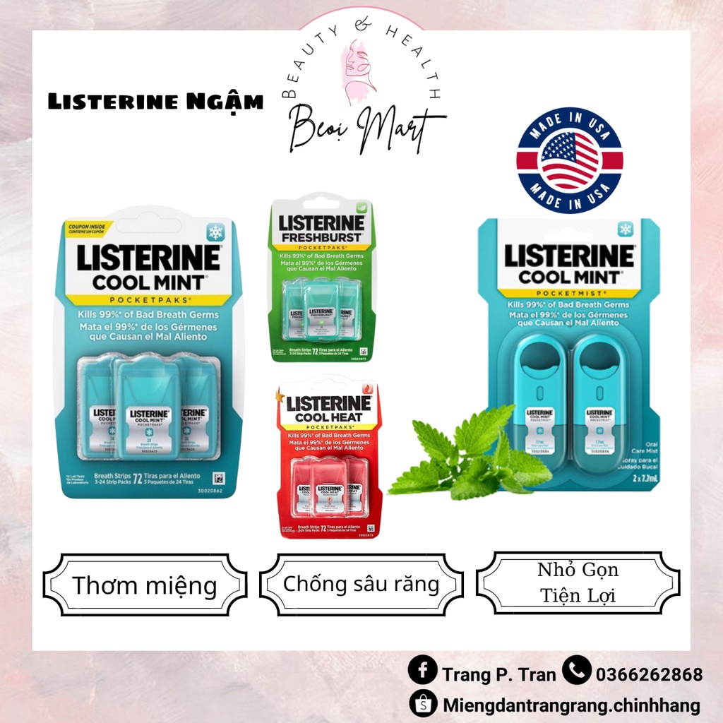 Miếng ngậm Listerine PocketPaks Thơm Miệng [Chuẩn Mỹ] - Beoi Mart