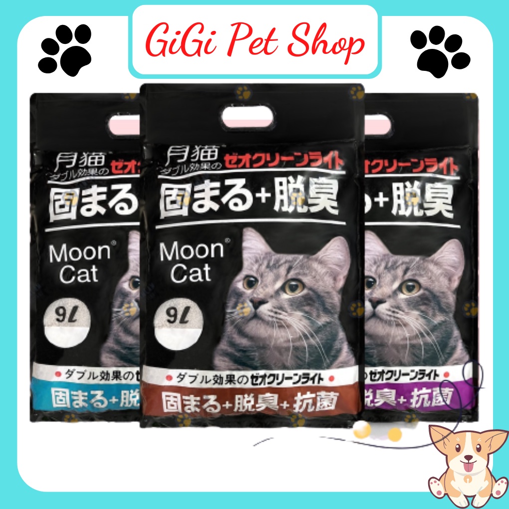 Cát Nhật Đen Moon Cat, cát Like bao 9 lít vệ sinh cho mèo thấm hút khử mùi siêu vón ít bụi thú cưng - GiGi Pet Shop