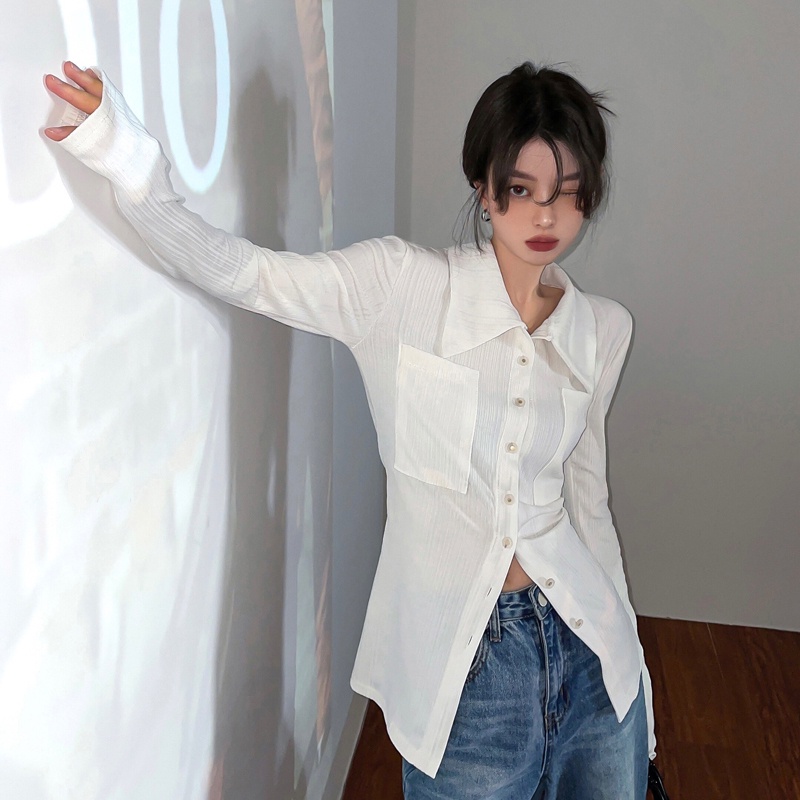 Áo Kiểu Thiết Kế Hai Túi Thời Trang Mùa Thu Mới Cho Nữ