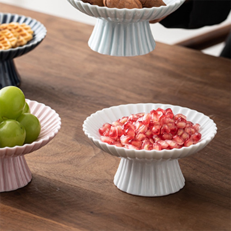 Đĩa Đựng Bánh / Trà / Trái Cây Bằng Sứ Kèm Giá Đỡ Kiểu Retro Tiện Dụng