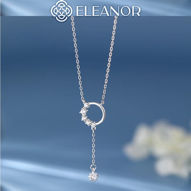 Dây chuyền nữ bạc 925 Eleanor Accessories mặt tròn dáng dài đính đá phụ kiện trang sức 4841