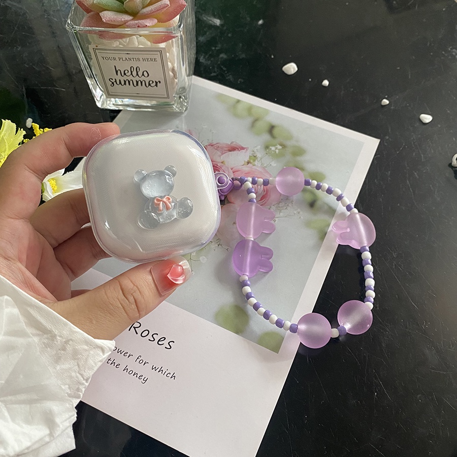 Vỏ Bảo Vệ Hộp Sạc Tai Nghe Samsung Galaxy buds 2 / buds live / buds Pro Bằng Silicon Trong Suốt Họa Tiết Hoạt Hình Chú Gấu Dễ Thương