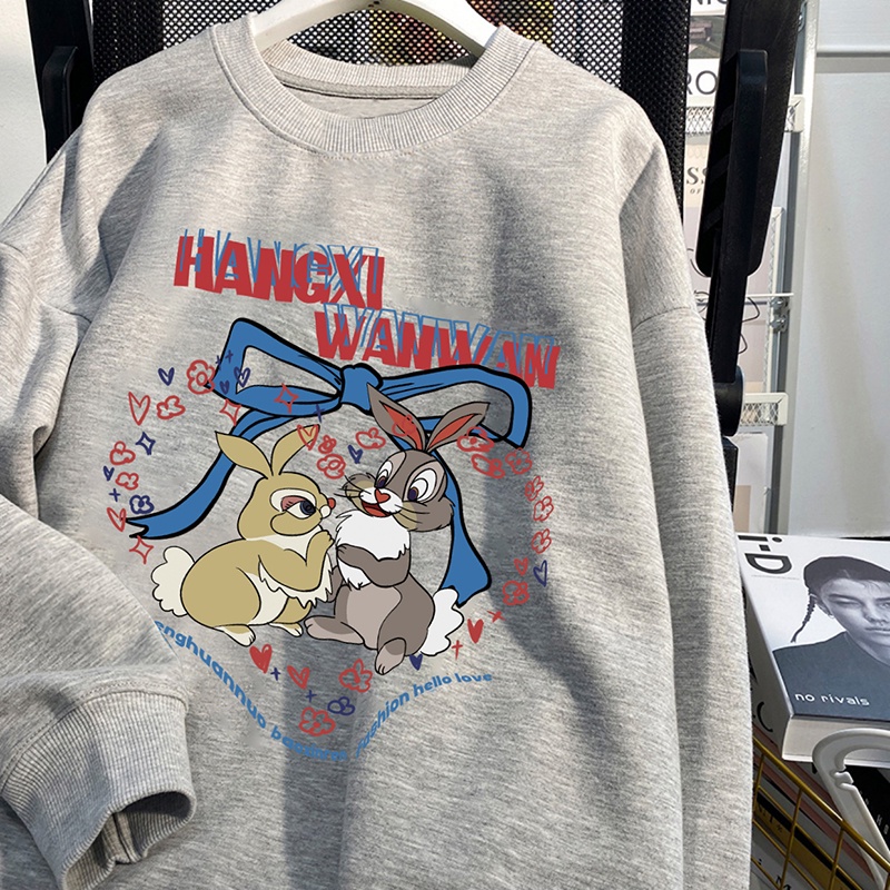 NRVP Áo Thun Nữ Dài Tay Dáng Rộng In Hình Phong Cách Hàn Quốc Mới