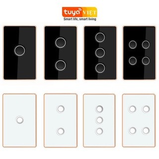 Công Tắc Thông Minh Zigbee Tuya Nút Lõm Viền Vàng Điều Khiển Từ Xa Dùng App Tuya Smart Hoặc Smartlife