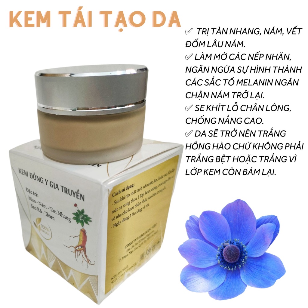 Kem tái tạo sâm cải tiến sạch sâu mụn, nám, tàn nhang