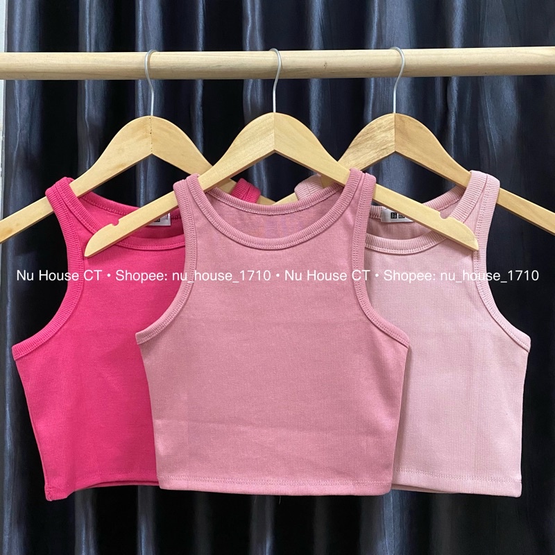 Áo croptop ba lỗ nữ thun gân tăm áo ba lỗ ngược kèm clip và ảnh thật