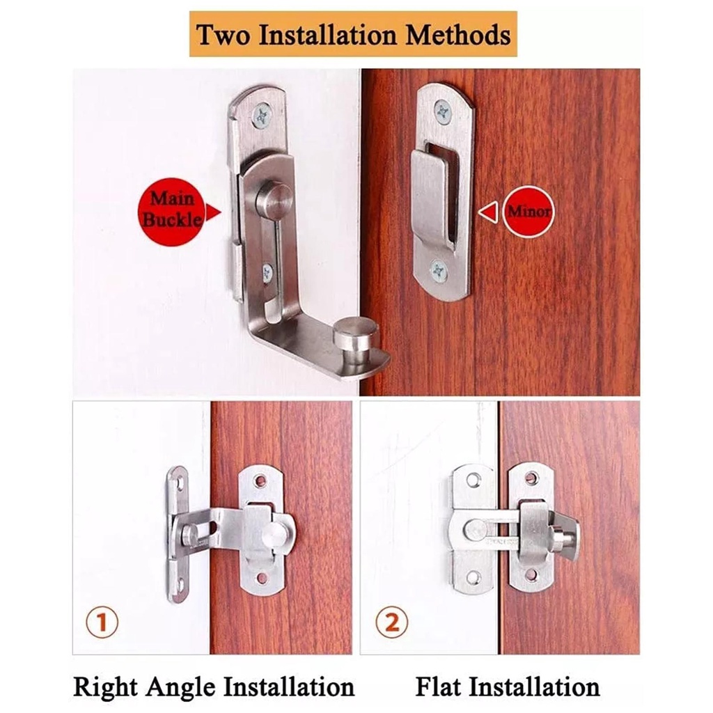 Bộ Chốt Cửa Trượt Góc Phải 90 Độ Bằng Thép Không Gỉ T2O5