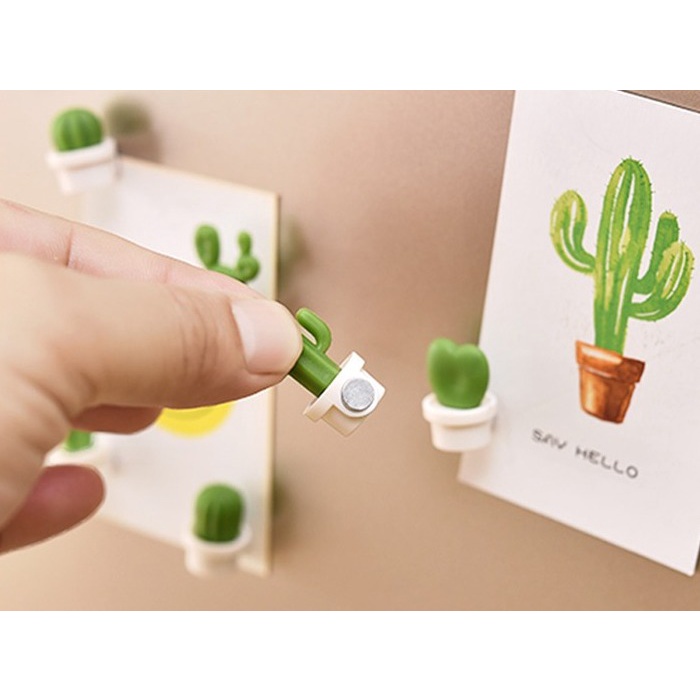 Set 6 cục hít nam châm hình cây xương rồng trang trí tủ lạnh, gắn giấy ghi chú