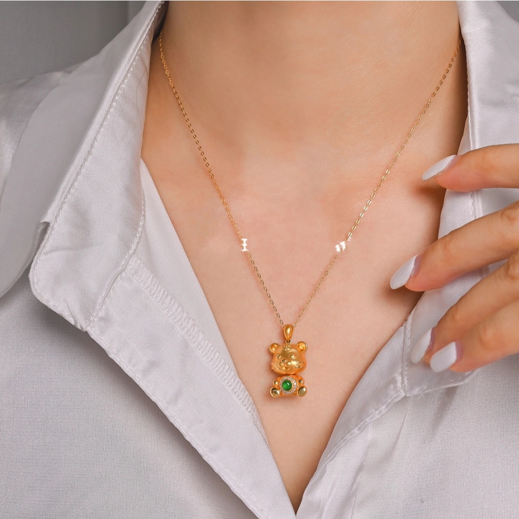 Vòng cổ Đính Ngọc Lục Bảo Thời Trang Cá Tính Cho Nữ