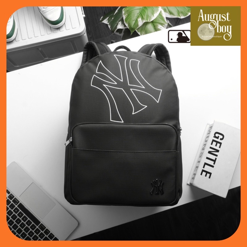 Ba lô nam nữ unisex M. L. B logo NY thép màu đen chất si chống nước đựng laptop đi làm đi học đi chơi du lịch