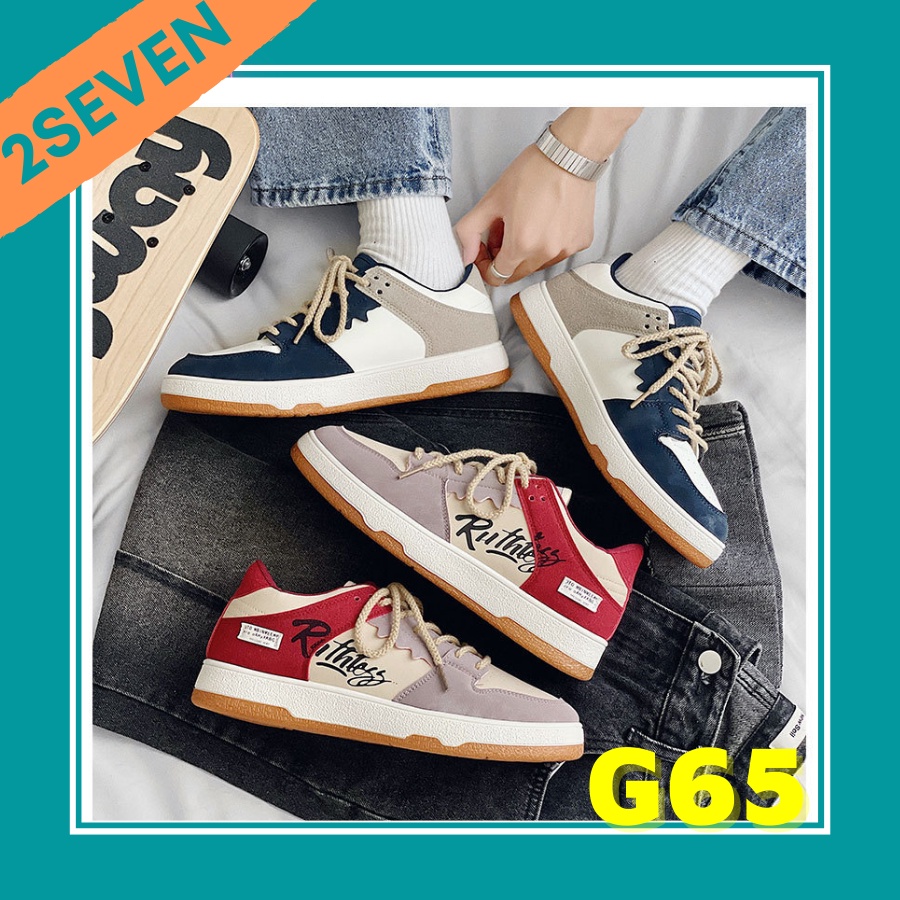 Giày Thể Thao Nam Sneaker Ulzzang cổ thấp phối màu đế bằng Niche mới Hàn Quốc - 2SEVEN - G65