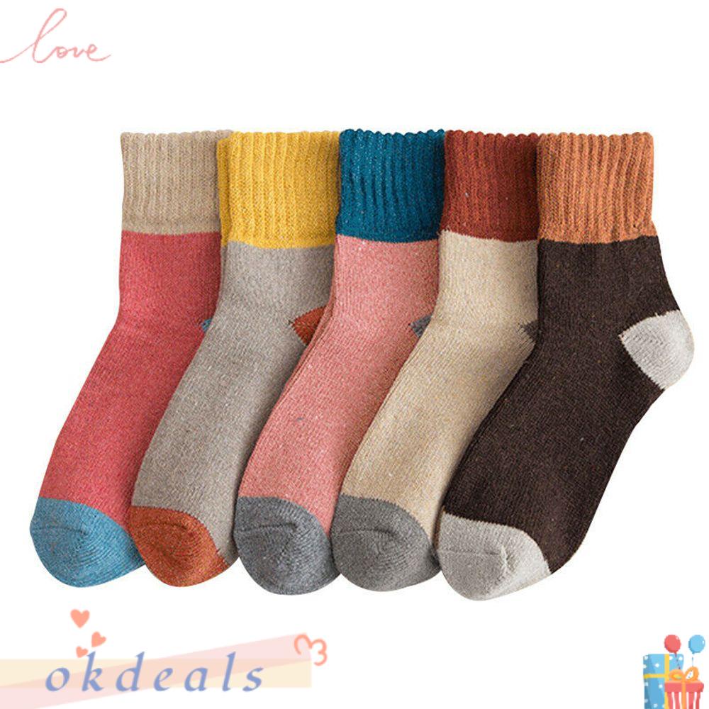 Bộ 5 Đôi Vớ Cashmere Giữ Ấm Mùa Đông Free Size Cho Nữ