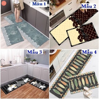 Thảm lau chân nhà bếp 3D, Bộ 2 thảm bếp 3D chống trơn trượt cao cấp