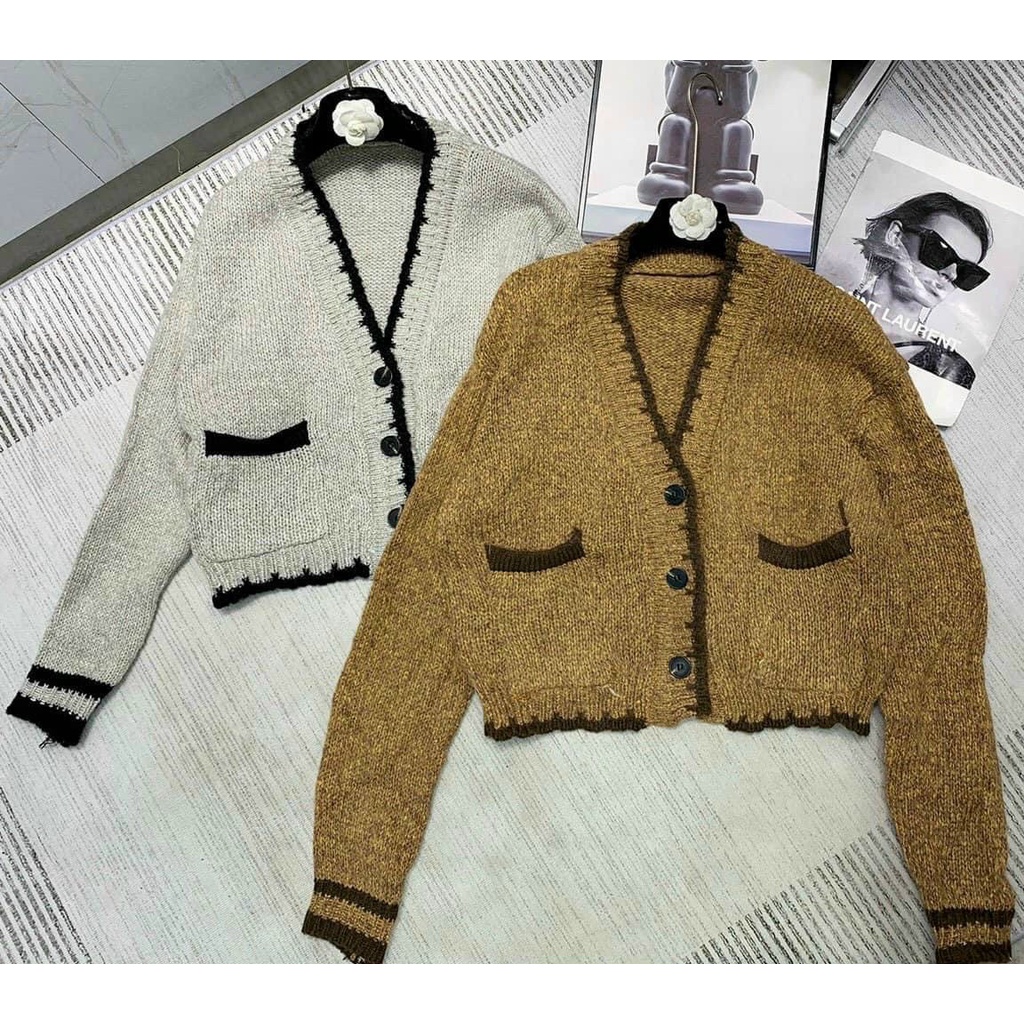Áo khoác cardigan  - áo choàng nữ len miss khoác ngoài tay dài. Khoác Len lông Viền Tiểu Thư Quảng Châu L1