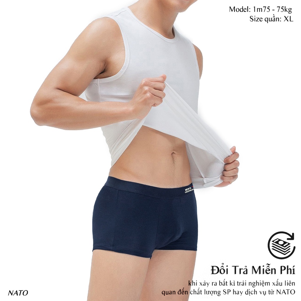 Quần Lót CẠP NATO Nam Vải Cotton 100% Thun Lạnh Đơn Giản Cao Cấp Màu Đen Xám Trơn Boxer Sịp Đùi Tam Giác Xì Lip Sì