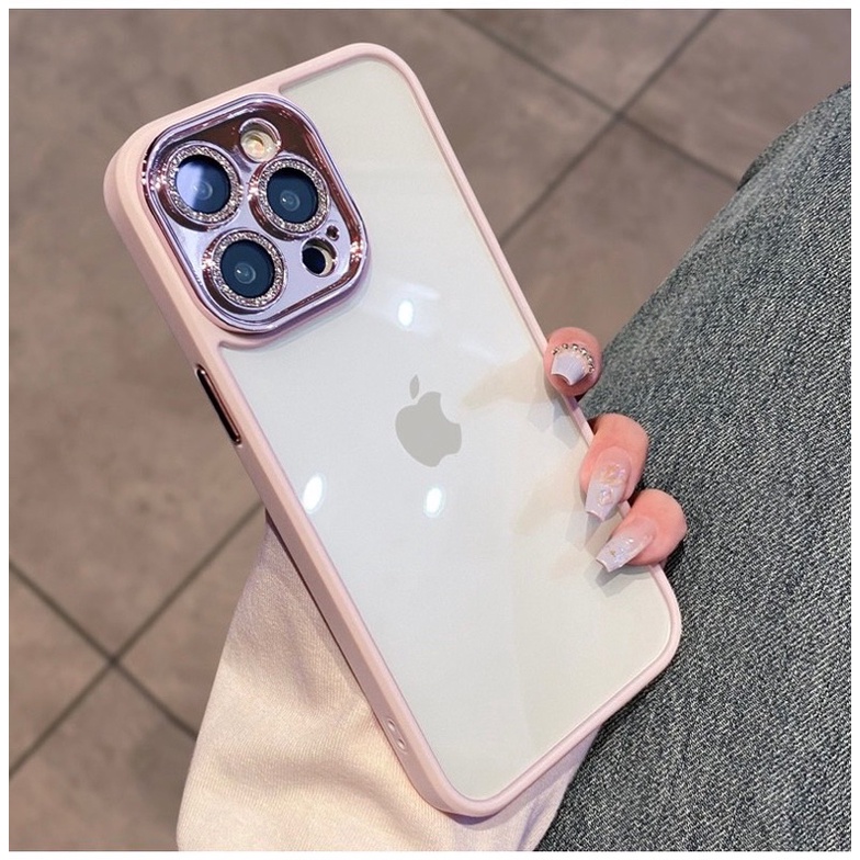 Ốp MEIRUYI cao cấp lưng trong cứng viền màu bảo vệ camera nhũ cho ip 14/14plus/14pro/14promax/13/13pro/13promax