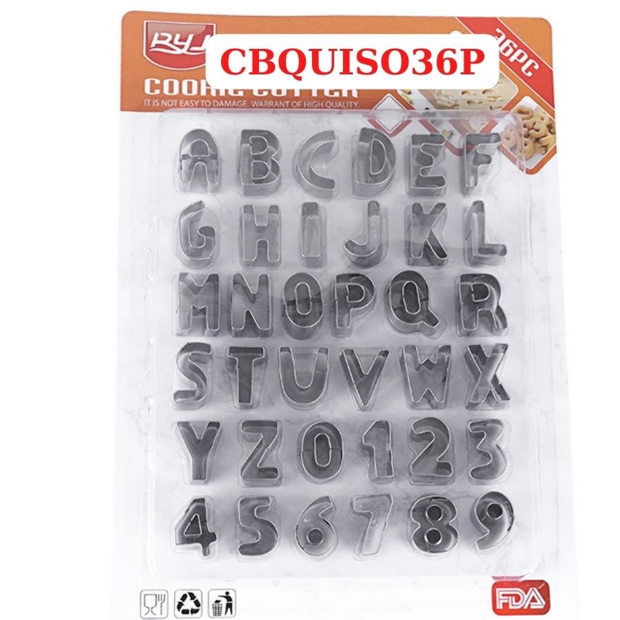 Khuôn Bánh Quy Cookies Bộ 36 Khuôn Nhấn Cookie Cutter Chữ Cái Số inox cao cấp - CBQUISO36P