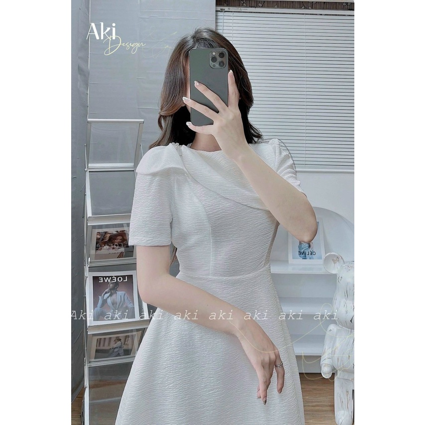 Đầm xòe Cổ Tròn Tay Ngắn Kèm Phụ Kiện