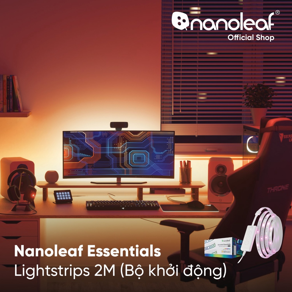 Dây đèn LED thông minh Nanoleaf Essentials Lightstrips 16 triệu màu 2 Mét (Bộ khởi động)