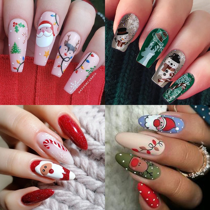 Miếng dán trang trí móng tay UR SUGAR họa tiết tùy chọn phong cách giáng sinh độc đáo