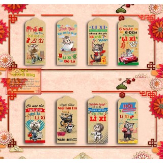 Set 1000 phong bao lì xì tết chủ đề xuân quý mão 2023 - mèo xi măng