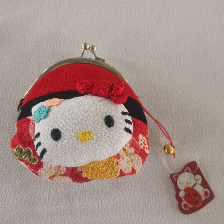 Hàng xuất Nhật - Ví Mèo Hello Kitty Nhật Bản đựng xu bỏ túi, Bóp Hello Kitty mini phong cách truyền thống Nhật, Bóp xu