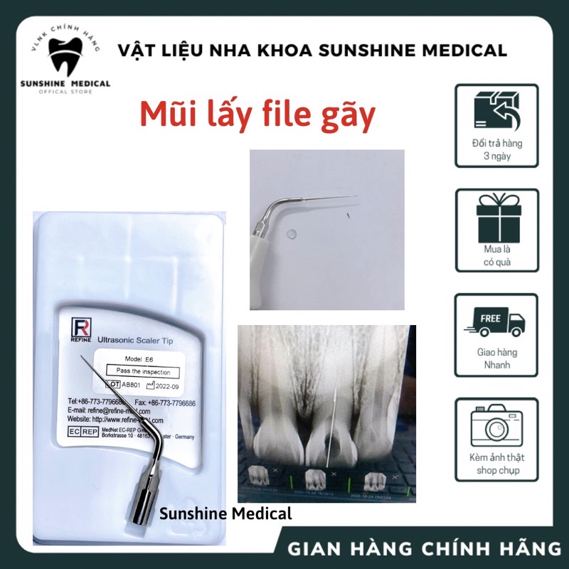 Mũi hỗ trợ lấy file gãy- Mũi E6 ED6 lắp nhiều loại máy - HÀNG CHÍNH HÃNG