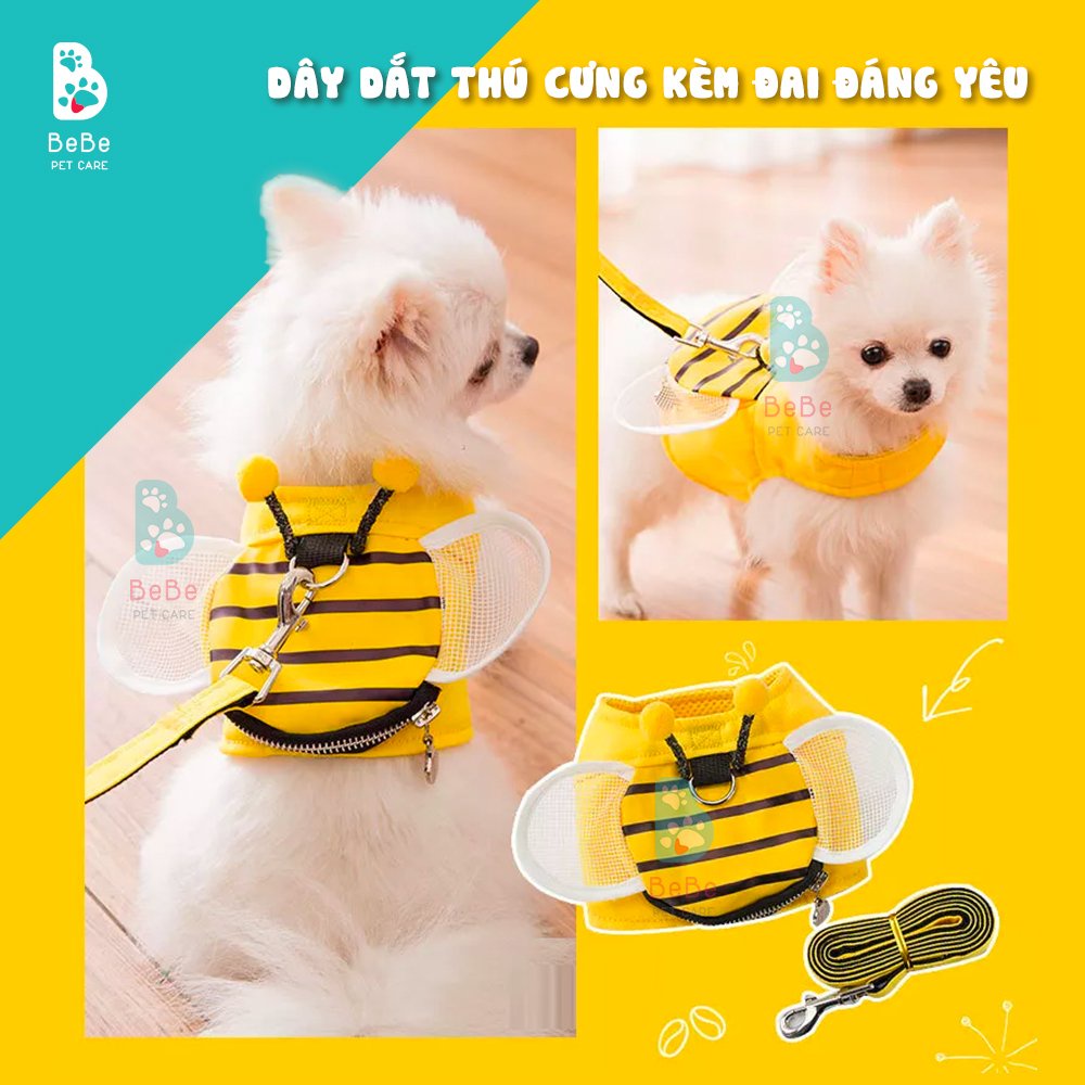 [Siêu Đáng Yêu] Dây Dắt Thú Cưng Xinh Xắn Kèm Đai Yếm Thoáng Khí - Tiện Lợi Khi Đi Dạo Cùng Boss
