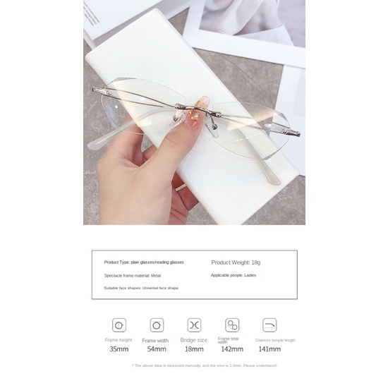 [+0°~+400°Kính Đọc Sách Không Gọng Chống Ánh Sáng Xanh Thời Trang Cho Nam Và Nữ