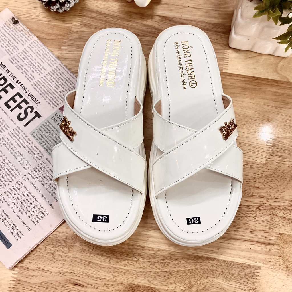 Dép cao gót đế cao su 4 phân WOMENSTYLE sang chảnh,đi chơi, đi làm LÙI 1 size 3 màu trắng, đen, hồng size 35-39 mã TD24