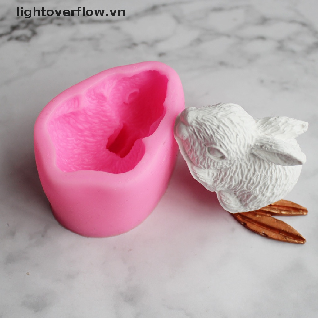 Khuôn Silicon Hình Thỏ 3D Làm Bánh Cupcake / Pudding / Chocolate DIY