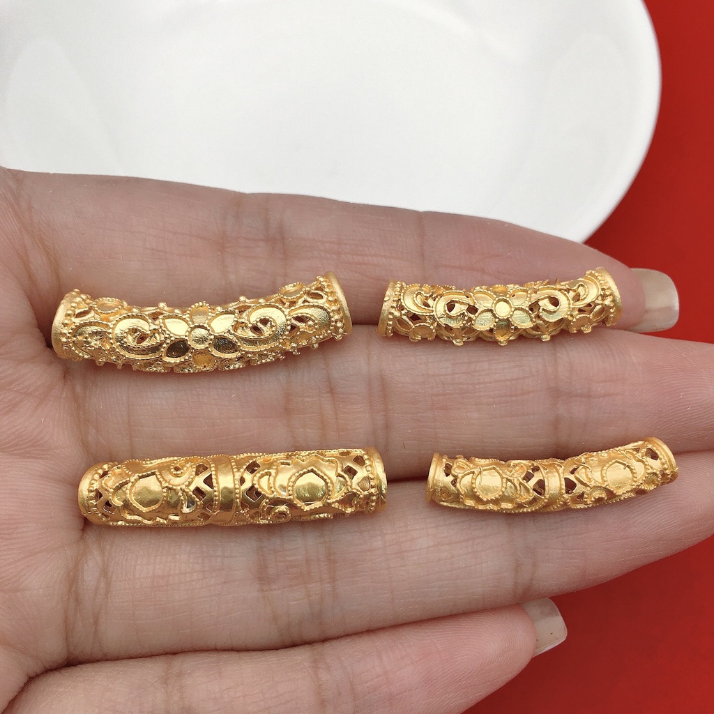 Vòng Đeo Tay Cát Vàng Cát Rỗng Hình Hoa Sen Handmade Phụ Kiện Vòng Tay Màu Đỏ Đính Hạt diy Bán Sỉ