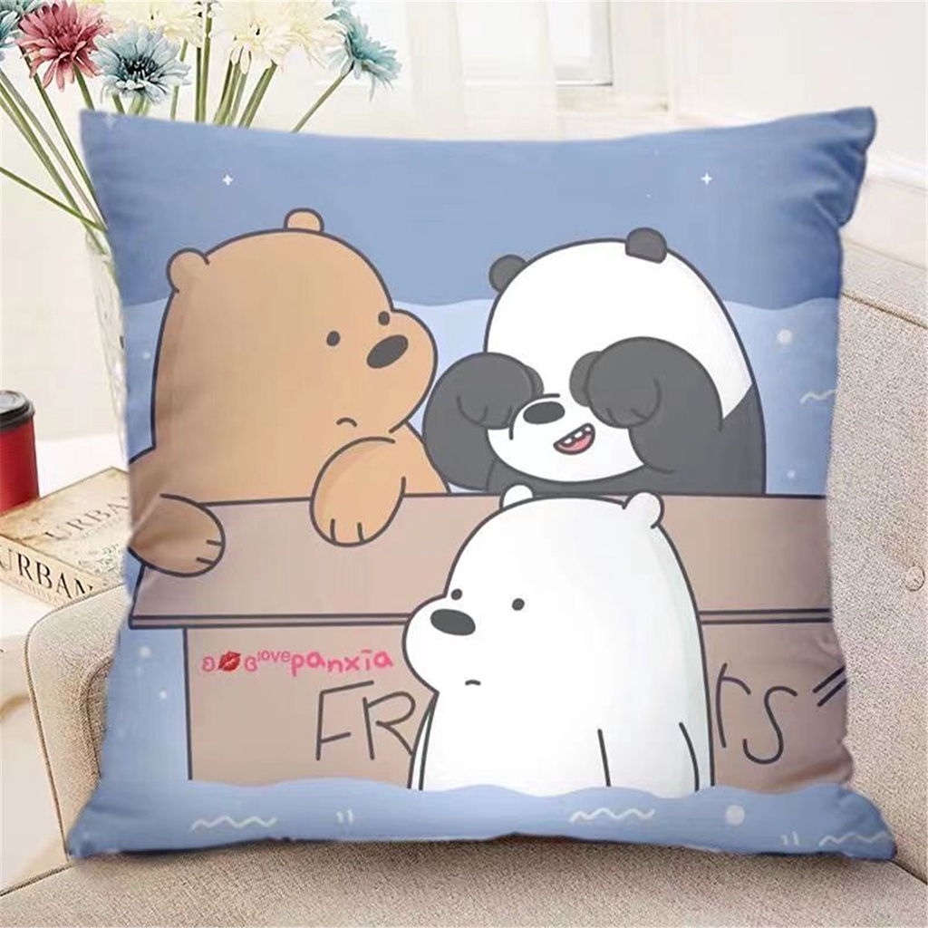 Cá Tuyết 60X60,50X50,45X45,40X40.Vỏ Gối Vuông In Hình Gấu Bolster Dễ Thương Trang Trí Nhà Cửa