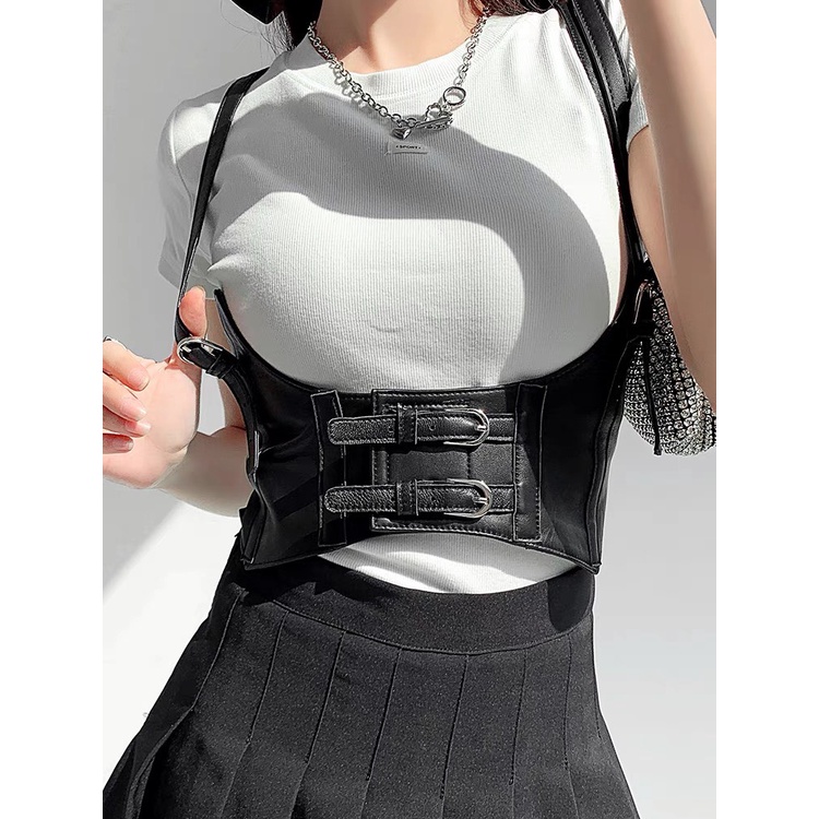 Đai nịt eo bằng da ĐV035 phong cách steampunk,đai thắt eo áo váy kiểu gile có quai simsimshop