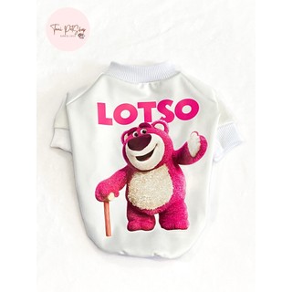 Áo thun trắng gấu lotso cho thú cưng - quần áo chó mèo cao cấp tanipetshop