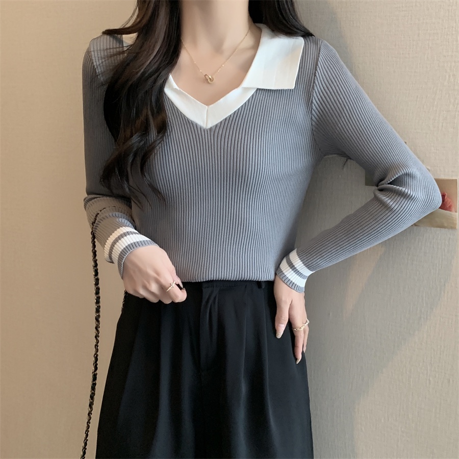 Áo Dệt Kim Tay Dài Cổ Polo Thiết Kế Mỏng Kiểu Dáng Mới Thời Trang Mùa Thu Dành Cho Nữ