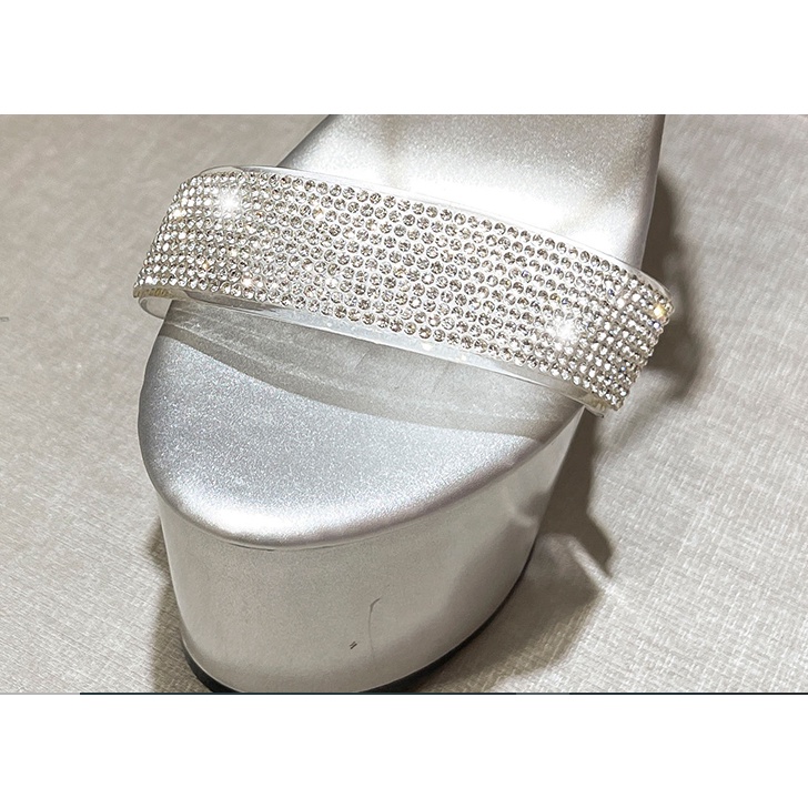 CÓ SẴN MÀU BẠC SIZE35,36 A472 Giày cao gót đế cao 17cm/ 20cm không thấm nước 2 màu đen bạc sang trọng,quý phái