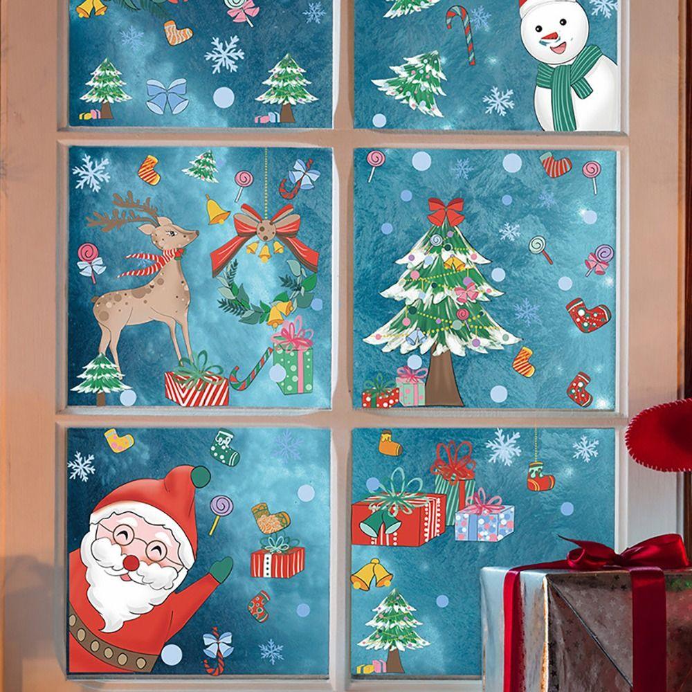 LAKAMIER Set 6 Miếng Dán Trang Trí Giáng Sinh Xinh Xắn Tiện Dụng