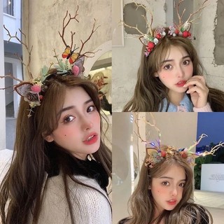 Cài tóc giáng sinh, cài tóc nữ phát sáng, cài tóc Noel sừng hươu kèm đèn phát sáng