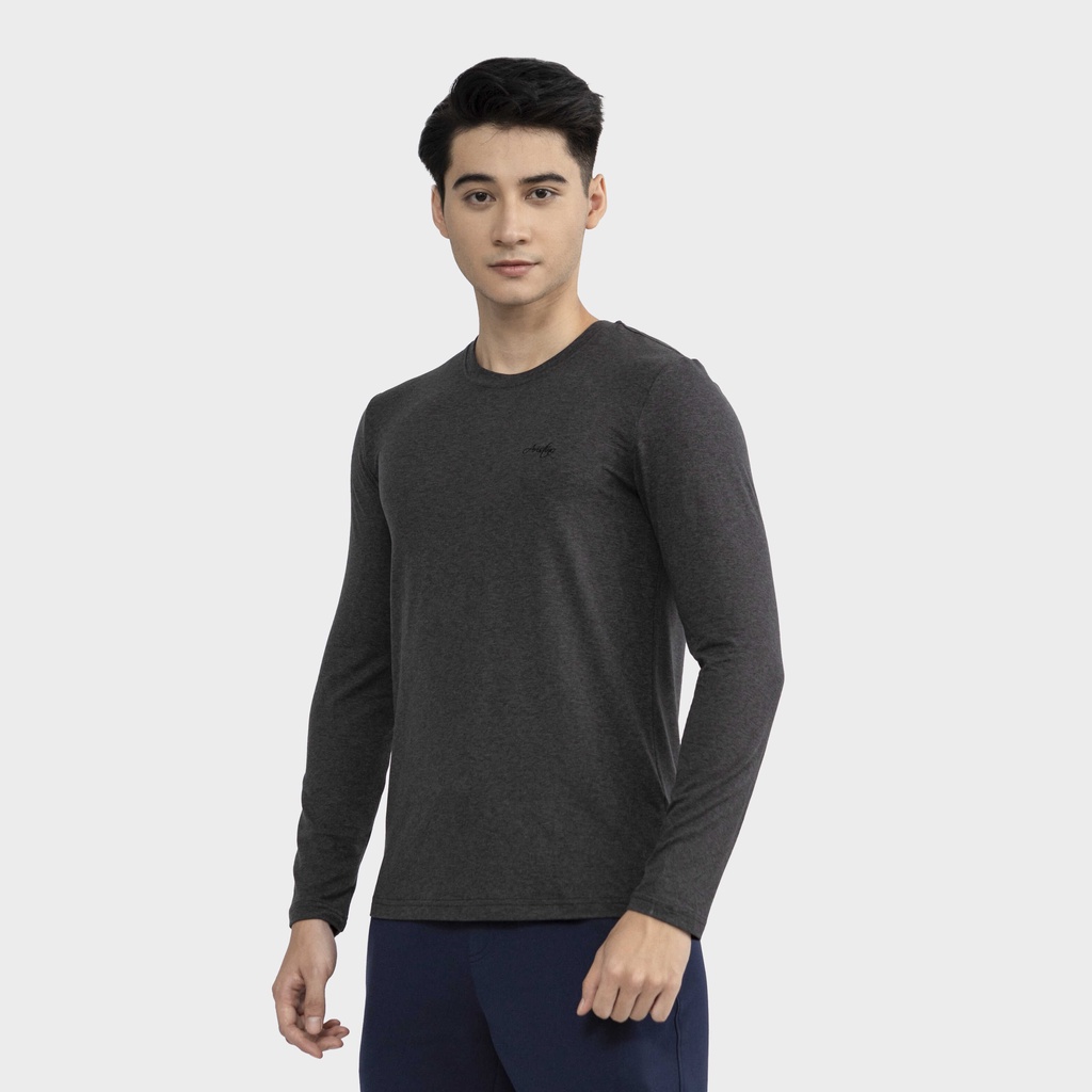 Áo thun nam dài tay ARISTINO phom Regular fit suông nhẹ thoải mái, chát mềm mại, co giãn - ALT008W2