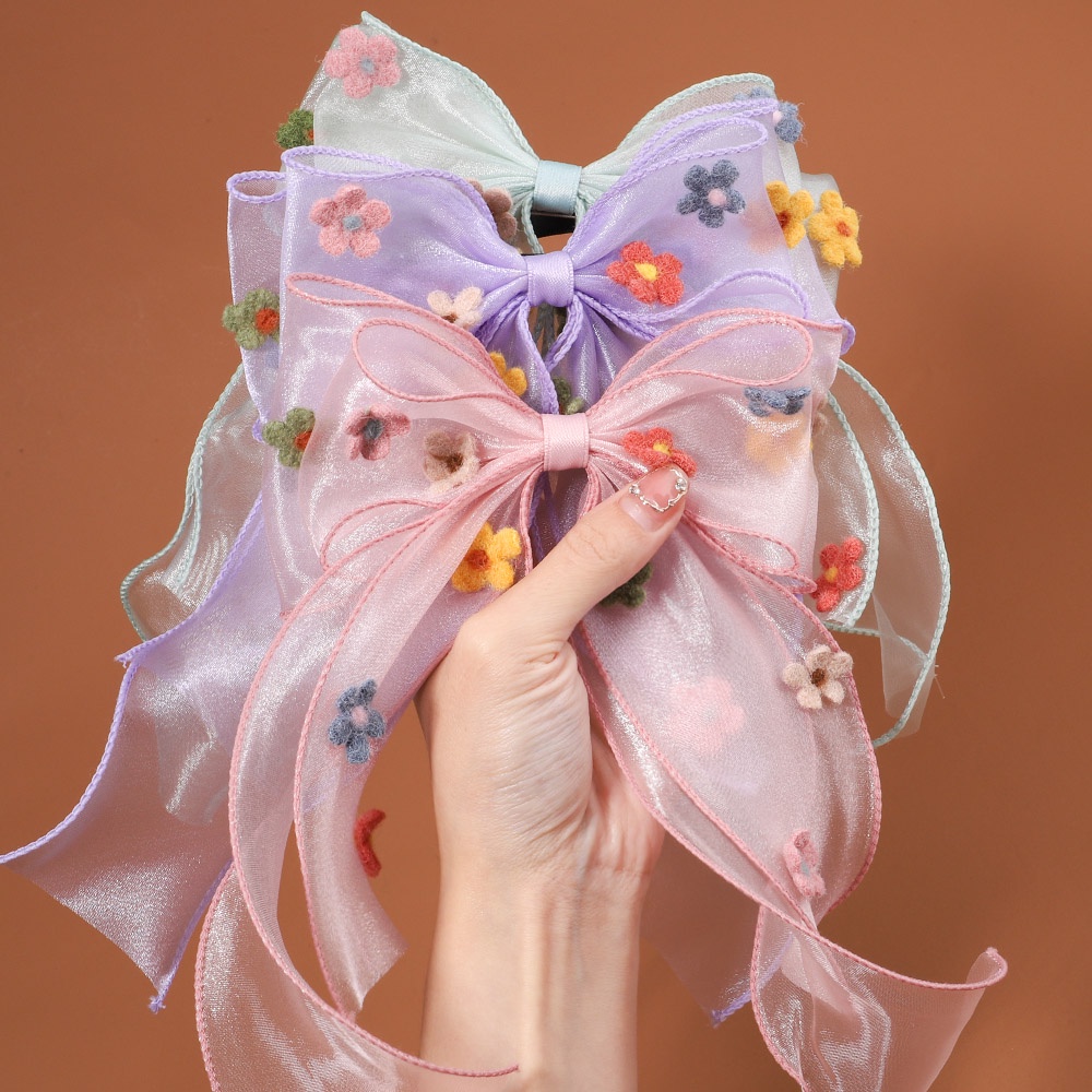 RainBow Bows 1 Kẹp Tóc Hình Nơ Lớn Bằng Kim Loại Thời Trang Hàn Quốc Cho Bé Gái