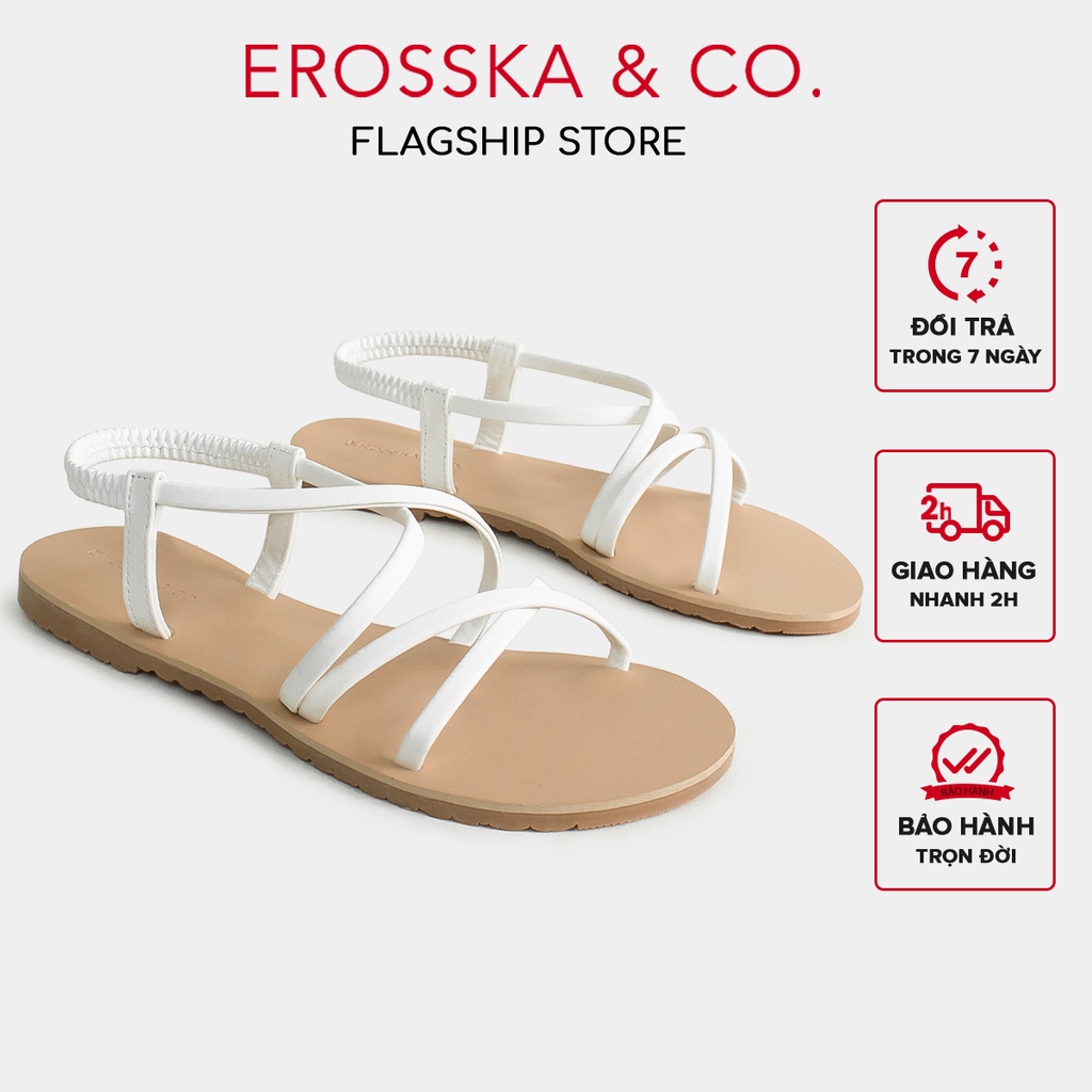 Erosska - Dép nữ thời trang đế bệt Erosska quai mảnh đan chéo màu trắng- SE003