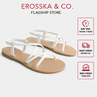 Erosska - Dép nữ thời trang đế bệt Erosska quai mảnh đan chéo màu trắng- SE003