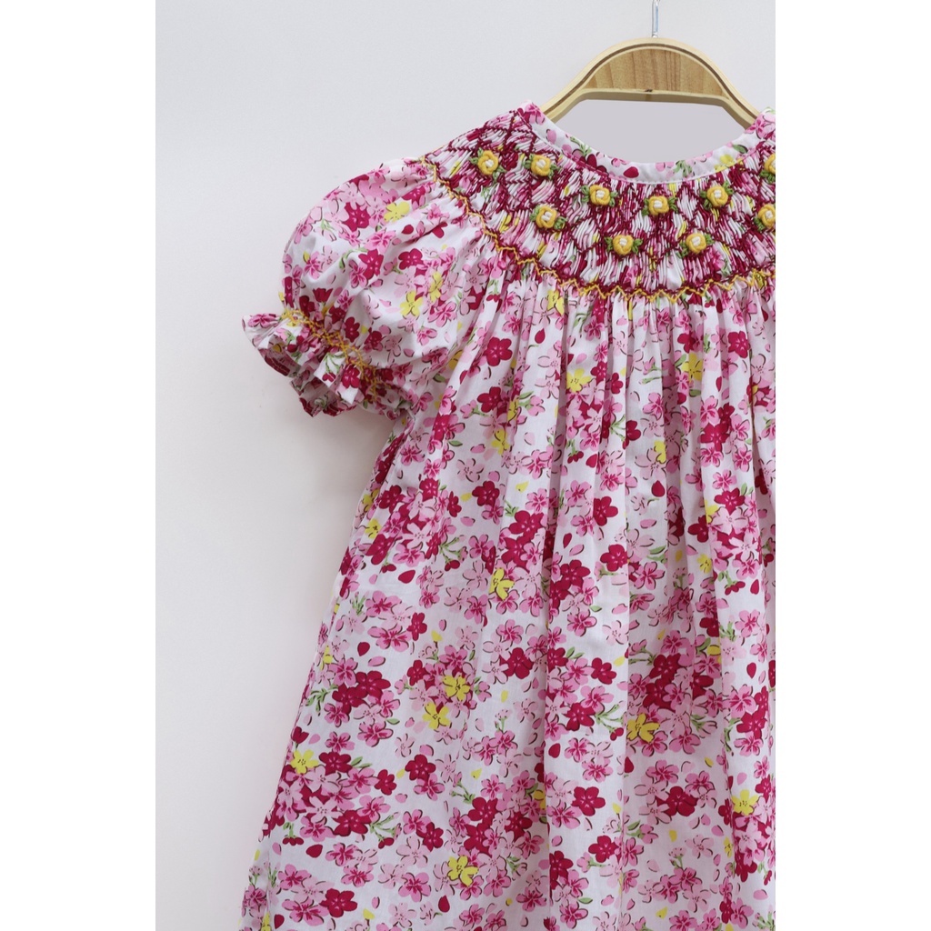 ĐẦM SMOCK HOA ĐÀO NHÍ