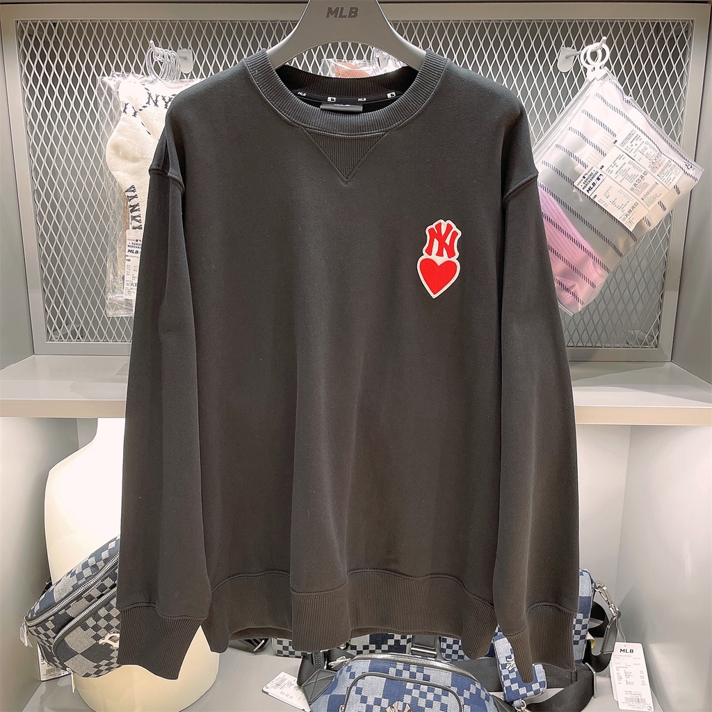 Mlb Áo Nỉ Dài Tay Màu Trơn In Chữ NY Thời Trang Thu Đông Cho Nam Nữ