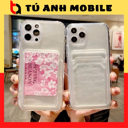 Ốp Lưng Ví Trong Suốt Chống sốc 4 góc Có Ngăn khe Đựng cài Thẻ Cho IP 7/8/7PL11|12|13Promax|Xs max/14/14PLUS/14PRO/14PRM