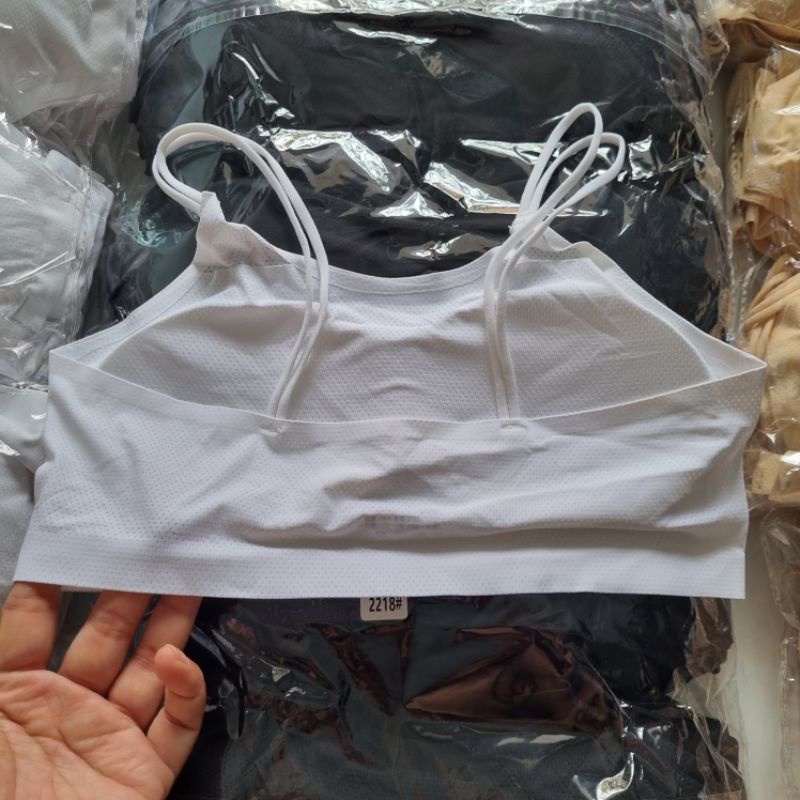 Áo bra áo lá áo lót su thông hơi co dãn 2 hai dây kép thẳng có mút tháo ra được