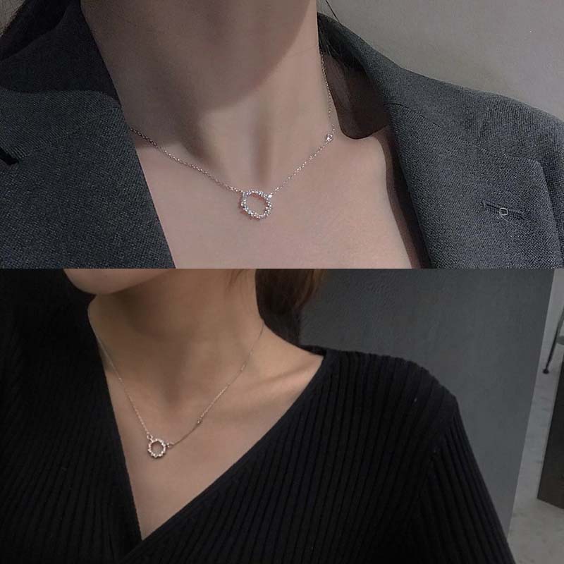 Dây chuyền mặt tròn đính đá phong cách Hàn Quốc JP5