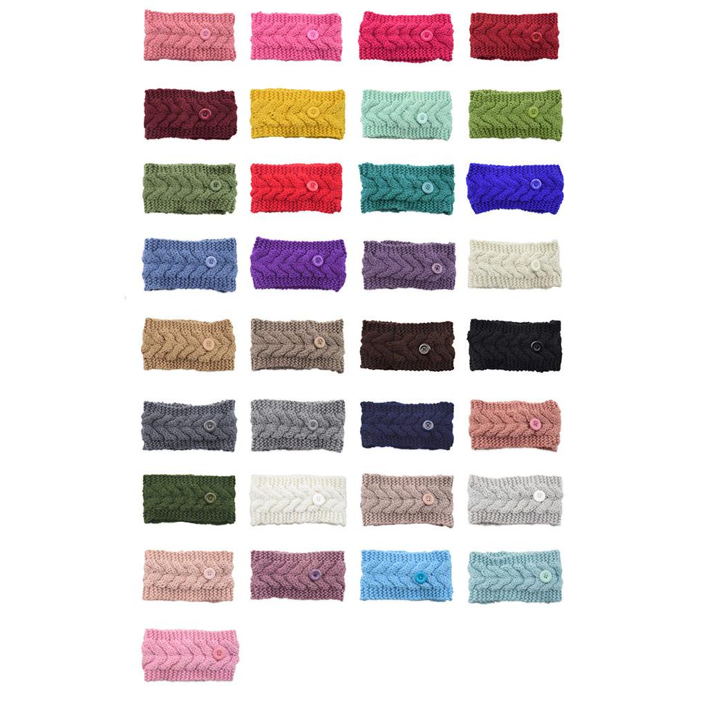 Băng Đô Dệt Kim Cài Tóc Bản Rộng Đính Nút Có Thể Điều Chỉnh Giữ Ấm Tai Thời Trang Cho Nữ