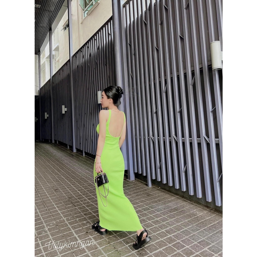 Đầm len body color len tăm